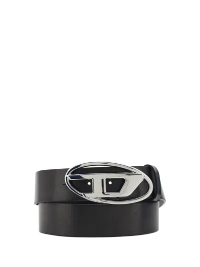 Diesel Men Logoed Belt In Black