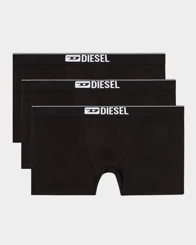 Diesel Men's Max Stretch 3-pack Boxer Briefs In Black
