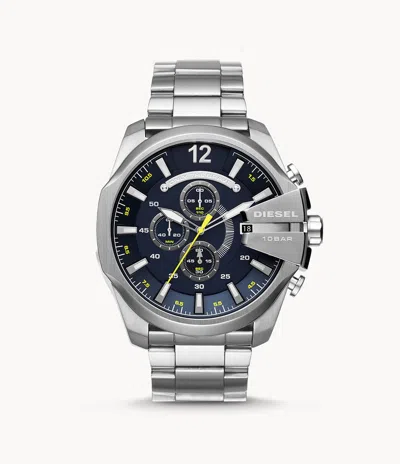 Diesel Men's Mega Chief Chronograph, Silver Stainless Steel Watch