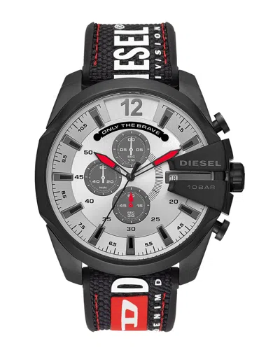 Diesel Men's Mega Chief Silver Dial Watch In Black
