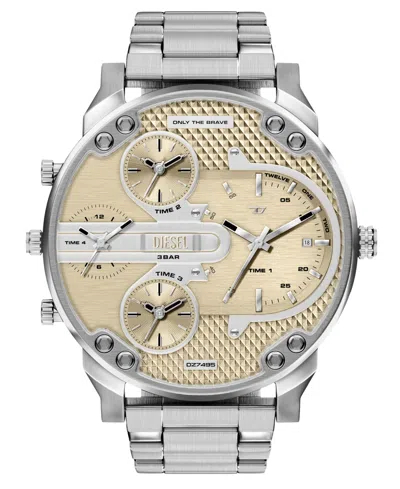 Diesel Men's Mr. Daddy Slim Quartz Multifunction Silver Stainless Steel Watch, 54mm In Metallic