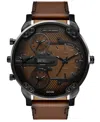 Diesel Men's Mr. Daddy Slim Quartz Three-hand Date Brown Leather Watch, 54mm In Brown