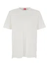 Diesel White Crewneck T-shirt With Tonal Logo Embroidery On The Front In White