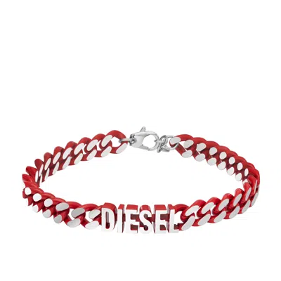 Diesel Men's Red Stainless Steel Chain Bracelet