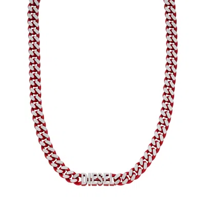Diesel Men's Red Stainless Steel Choker Necklace In Pink