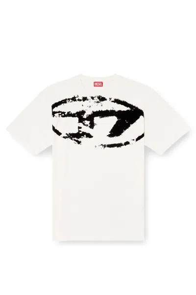 DIESEL DIESEL MEN'S RELAXED FIT FLOCKED LOGO T-SHIRT - SIZE L