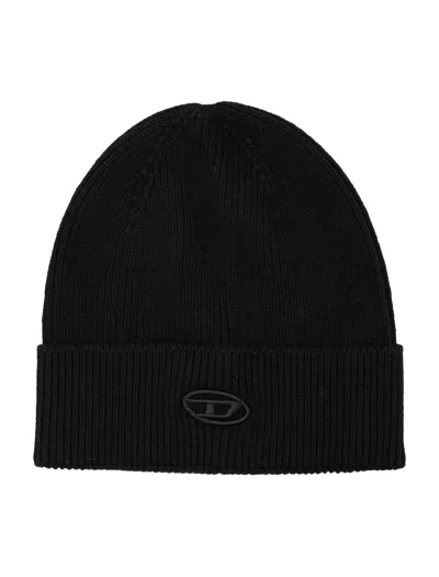 Diesel Men's Ribbed Knit Beanie In Nero