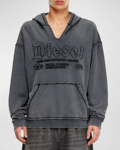 Diesel Men's S-boxt-hood-raw Sweatshirt In Blue