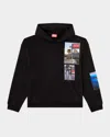 Diesel Graphic Print Hooded Sweater Kangaroo Pocket In Black