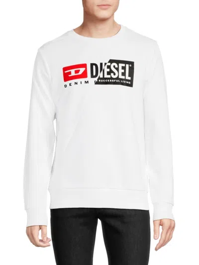 Diesel Men's S-girk-cuty Logo Sweatshirt In White