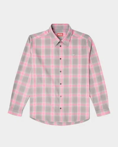 DIESEL MEN'S S-SIMPLY-CHECK-HGBT BUTTON-DOWN SHIRT