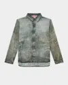 Diesel Mens 02 S-simply-lkct Denim-print Woven Shirt