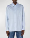 Diesel S-turner Striped Cotton Shirt In Light/blue