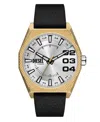 Diesel Men's Scraper Quartz Three-hand Black Leather 42mm In Black