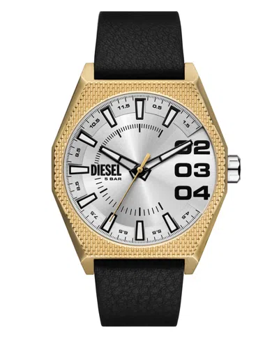 Diesel Men's Scraper Quartz Three-hand Black Leather 42mm