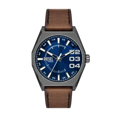 Diesel Men's Scraper Three-hand, Gunmetal Stainless Steel Watch In Brown