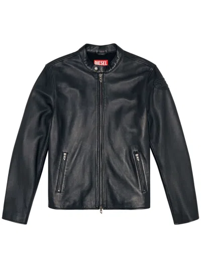 Diesel Men's Sheepskin Jacket With Zippers In Black