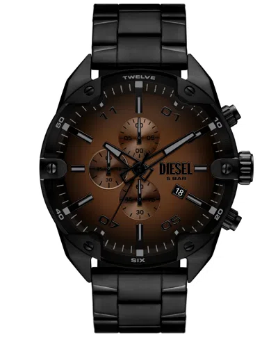 Diesel Men's Spiked Quartz Chronograph Black Stainless Steel Watch, 49mm