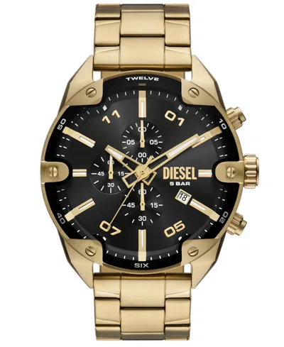DIESEL MEN'S SPIKED QUARTZ CHRONOGRAPH GOLD STAINLESS STEEL WATCH, 49MM