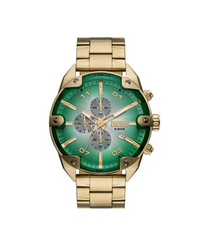 DIESEL MEN'S SPIKED QUARTZ CHRONOGRAPH GOLD STAINLESS STEEL WATCH, 49MM