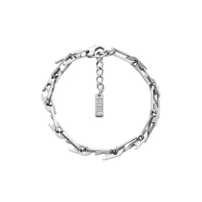Diesel Men's Stainless Steel Interlocking D Logo Chain Bracelet In Metallic