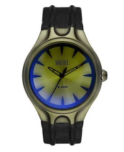 Diesel Men's Streamline Quartz Three-hand Black Leather 44mm