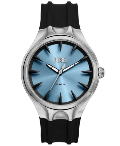DIESEL MEN'S STREAMLINE QUARTZ THREE-HAND BLACK SILICONE 44MM