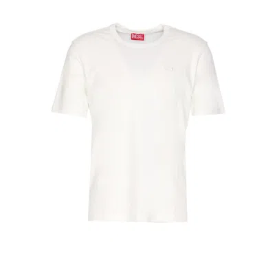 Diesel Men T-adjust-slits-r17 Logo T-shirt In White
