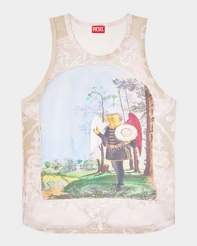 DIESEL MEN'S T-ALY GRAPHIC TANK TOP