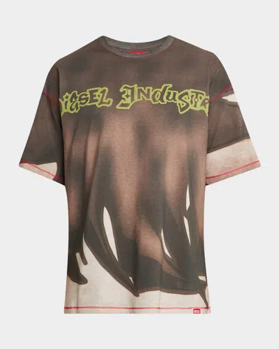 Diesel Dark Brown Graphic T-shirt In Multi