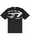 Diesel T-boxt-n14 T-shirt With Flocked Logo In Black