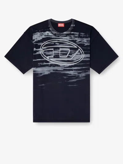 Diesel Cotton T-shirt With Oval D Print In Black