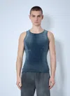 Diesel Grey Ribbed Top With Faded Effect And Round Neck In Blue