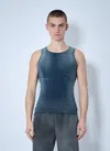 Diesel Grey Ribbed Top With Faded Effect And Round Neck In Blue