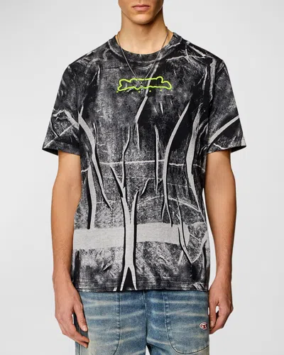 Diesel Red Tag Wrinkled Effect T-just-n3 Crew-neck T-shirt In Multicolor