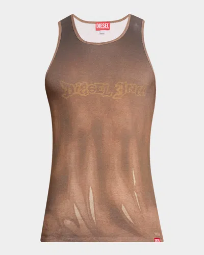 Diesel Men's T-lifty Slim Fit Graphic Tank Top In Brown