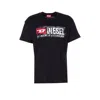 Diesel Men Crew-neck T-shirt With Print In Black