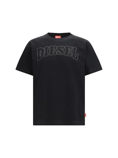 Diesel Men T-norm-v10 Logo Stitching T-shirt In Black
