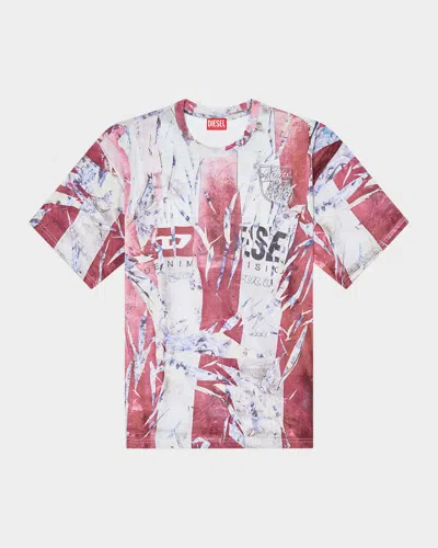 Diesel Multicolor T-shirt With Faded Logo On The Front And Back