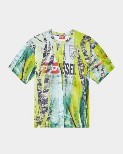 DIESEL MEN'S T-SHIRT WITH TROMPE L'OEIL PRINT