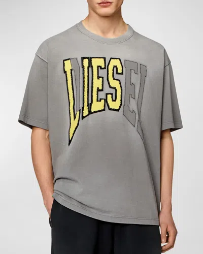 Diesel T-wash Cotton T-shirt In Frost Gray