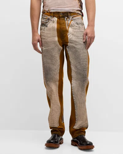 Diesel Men's Trompe L'oeil Loose-fit Jeans In Brown