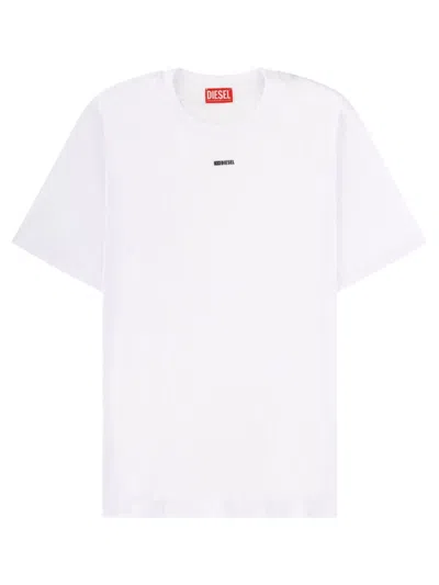 Diesel T-adjust V 6 Logo T-shirt In White