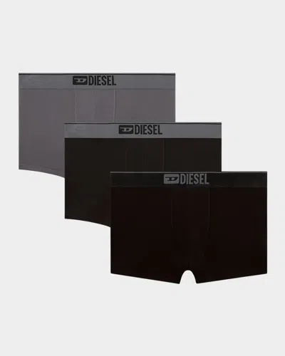 Diesel Men's Umbx-damien 3-pack Boxer Briefs In Gray
