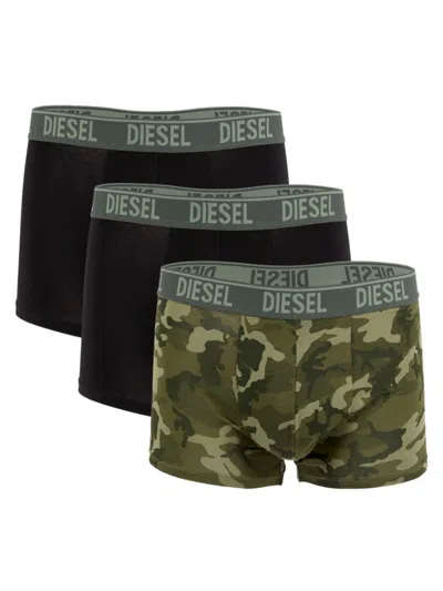 Diesel Men's Umbx-damien 3-pack Logo Boxer Briefs In Camouflage