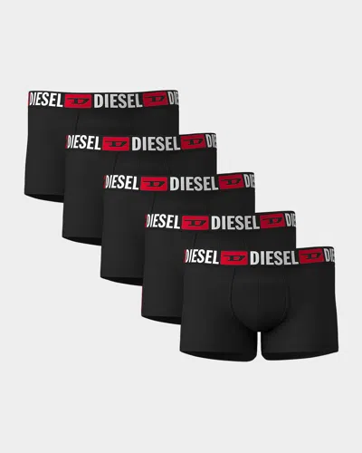 Diesel Men's Umbx-damien 5-pack Stretch Cotton Trunks In Black