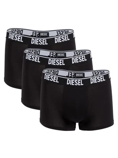 Diesel Men's Umbx-shawn 3-pack Logo Boxer Briefs In Black