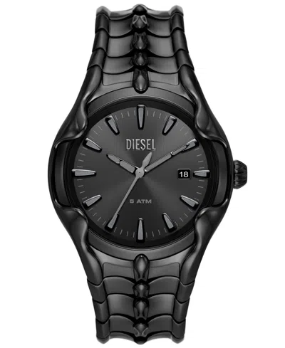 DIESEL MEN'S VERT QUARTZ THREE HAND DATE BLACK STAINLESS STEEL WATCH 44MM
