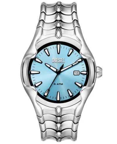 Diesel Men's Vert Three Hand Date Silver-tone Stainless Steel Watch 44mm