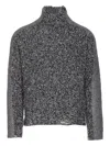 Diesel Crewneck Knitted Sweater Textured Turtleneck In Gray